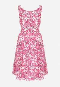 Born2be - Ciemnoróżowa Bawełniana Sukienka Rozkloszowana Ozdobiona Guzikami Lisavena. Okazja: na co dzień. Kolor: różowy. Materiał: bawełna. Wzór: aplikacja. Typ sukienki: rozkloszowane. Styl: casual, elegancki #2