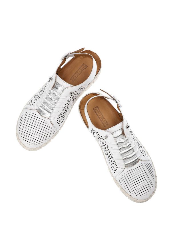 Białe Sandały Artiker Damskie Skórzane Obuwie. Kolor: biały. Materiał: skóra. Sezon: wiosna