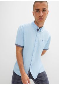 bonprix - Koszula oksford z krótkim rękawem, z czystej bawełny. Kolor: niebieski. Materiał: bawełna. Długość rękawa: krótki rękaw. Długość: krótkie. Styl: elegancki #3
