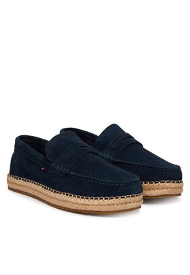 TOMMY HILFIGER - Tommy Hilfiger Espadryle Flexible Hilfiger Sde Espadrille FM0FM05794 Granatowy. Kolor: niebieski. Materiał: skóra, zamsz