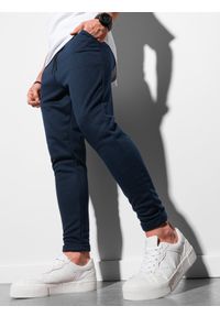 Ombre Clothing - Spodnie męskie dresowe P949 - granatowe - XL. Kolor: niebieski. Materiał: dresówka. Styl: klasyczny