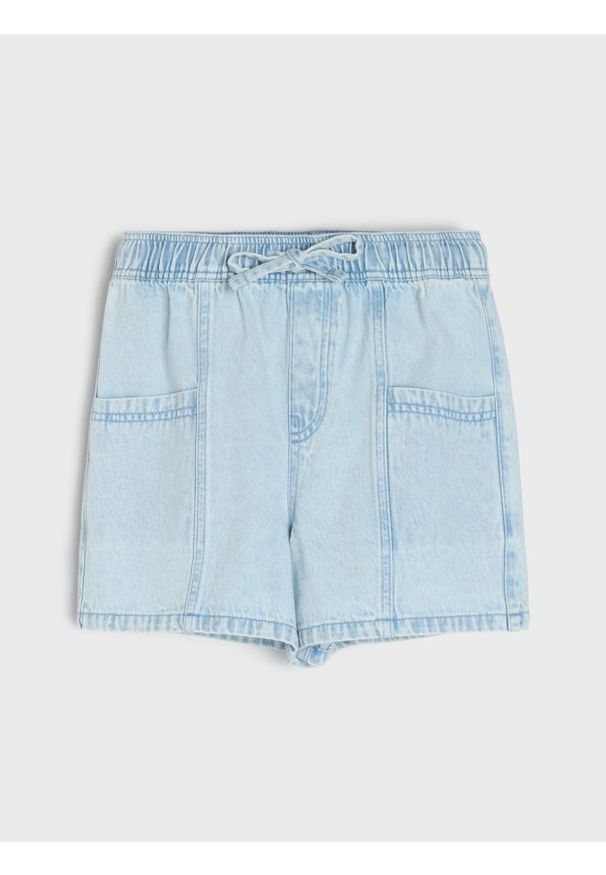 Sinsay - Jeansowe szorty z wiązaniem - niebieski. Kolor: niebieski. Materiał: jeans