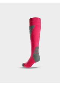 4f - Skarpety narciarskie damskie - różowe. Kolor: różowy. Materiał: materiał. Sport: narciarstwo #2