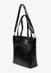 Renee - Czarna Duża Torebka Shopper na Ramię z Tłoczeniem Jelin. Kolor: czarny. Materiał: z tłoczeniem. Rozmiar: duże. Rodzaj torebki: na ramię #3