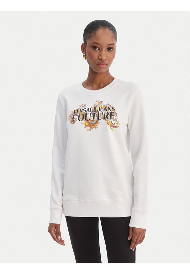 Versace Jeans Couture Bluza 80HAIE02 CF00E Biały Regular Fit. Typ kołnierza: kołnierzyk włoski. Kolor: biały. Materiał: bawełna