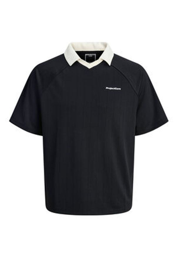 Jack & Jones Polo Lido 12276758 Czarny Loose Fit. Typ kołnierza: polo. Kolor: czarny. Materiał: syntetyk