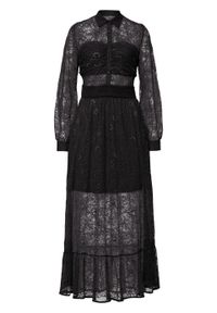 Sukienka z siatkową wstawką bonprix czarny. Kolor: czarny. Materiał: koronka. Wzór: koronka #1