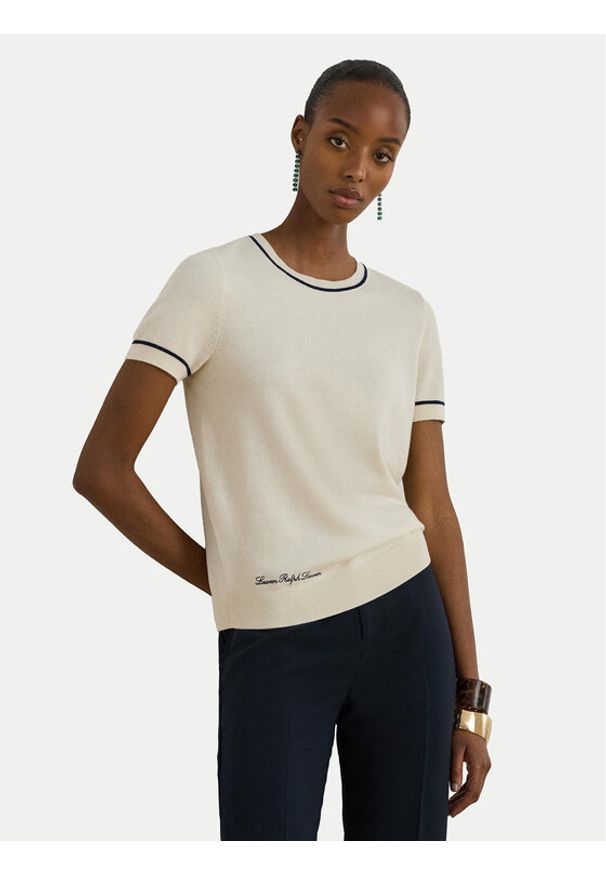 Lauren Ralph Lauren - LAUREN RALPH LAUREN Sweter 200P08788001 Écru Relaxed Fit. Kolor: kremowy. Materiał: bawełna