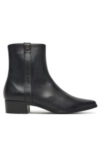 TOMMY HILFIGER - Tommy Hilfiger Botki Th Leather Pointy Zip Bootie FW0FW08980 Czarny. Kolor: czarny. Materiał: skóra