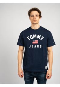 TOMMY HILFIGER - Tommy Hilfiger T-Shirt | DM0DM07068 | Mężczyzna | Granatowy. Okazja: na co dzień. Kolor: niebieski. Materiał: bawełna. Wzór: aplikacja. Styl: casual #4