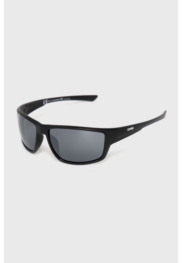 Uvex - Okulary przeciwsłoneczne. Kształt: prostokątne. Kolor: czarny. Materiał: syntetyk, materiał. Wzór: gładki