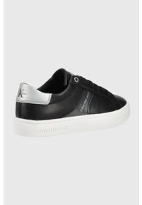 Calvin Klein Jeans buty skórzane kolor czarny. Nosek buta: okrągły. Zapięcie: sznurówki. Kolor: czarny. Materiał: skóra