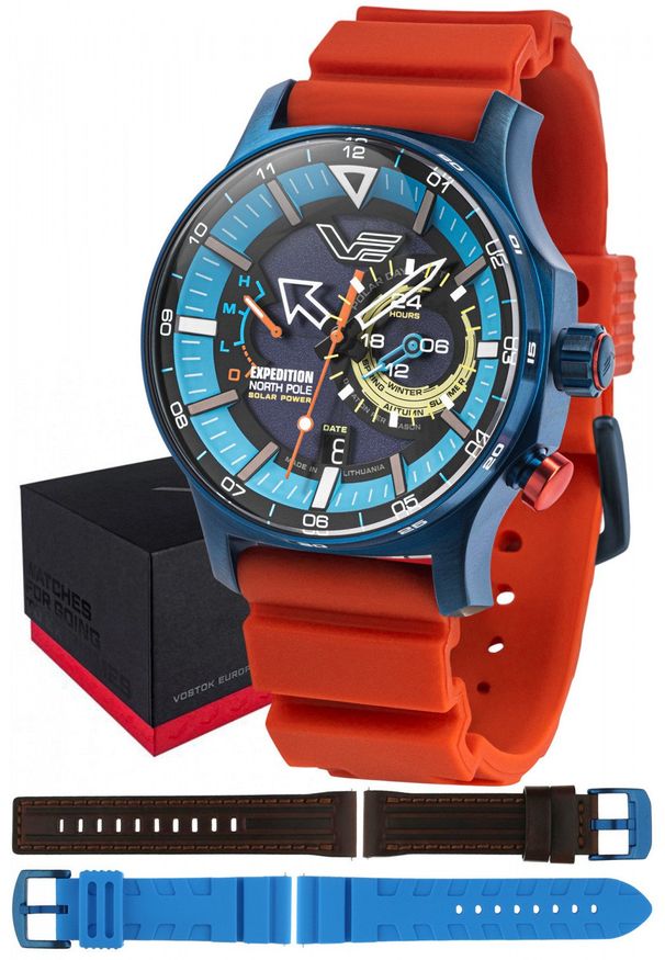 Zegarek męski Vostok Europe VS57-595D736SR czerwony. Kolor: czerwony