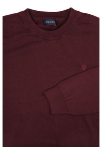 Klasyczny Sweter Męski - Rigon - Bawełna - Bordowy. Kolor: czerwony. Materiał: bawełna. Wzór: nadruk. Styl: klasyczny