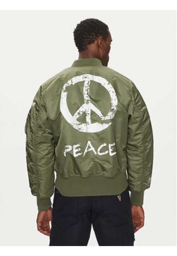 Alpha Industries Kurtka bomber MA-1 Peace 156136 Zielony Regular Fit. Kolor: zielony. Materiał: syntetyk