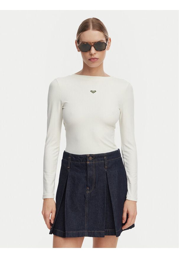 Roxy Longsleeve ERJKT04364 Biały Slim Fit. Kolor: biały. Długość rękawa: długi rękaw
