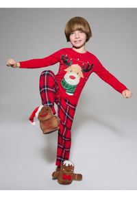 Sinsay - Piżama z flanelowymi spodniami w kratę - czerwony. Kolor: czerwony #1