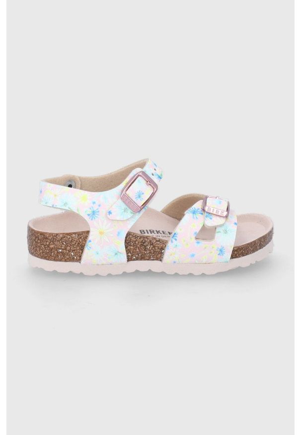 Birkenstock sandały dziecięce Rio kolor różowy. Zapięcie: klamry. Kolor: różowy. Materiał: skóra, nubuk, materiał