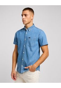 Lee - LEE BUTTON DOWN SS MĘSKA KOSZULA SHASTA BLUE 112349963. Typ kołnierza: button down #5