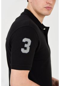 La Martina - LA MARTINA Czarne męskie polo z małym logo, Rozmiar XL. Typ kołnierza: polo. Kolor: czarny #7