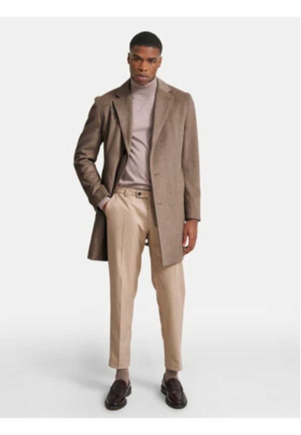 Bugatti Płaszcz wełniany 621300 69071 Beżowy Regular Fit. Kolor: beżowy. Materiał: wełna, syntetyk