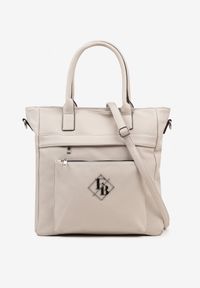 Renee - Szara Torebka Typu Shopper z Paskiem Crossbody Zdobiona Aplikacją Idaniela. Kolor: szary. Wzór: aplikacja. Dodatki: z aplikacjami. Materiał: zdobione. Styl: elegancki, casual. Rodzaj torebki: na ramię