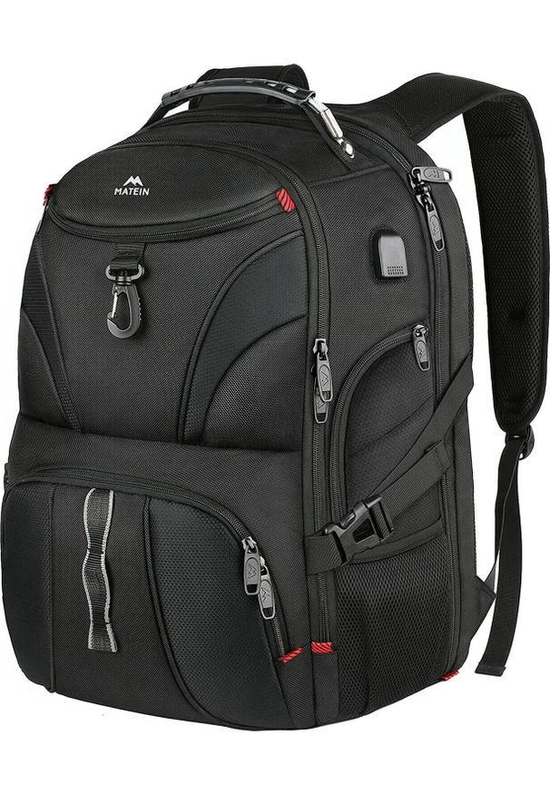 Plecak MATEINE Plecak turystyczny podróżny na laptopa Matein 17,3", kolor czarny, 50x38x26.5 cm. Kolor: czarny