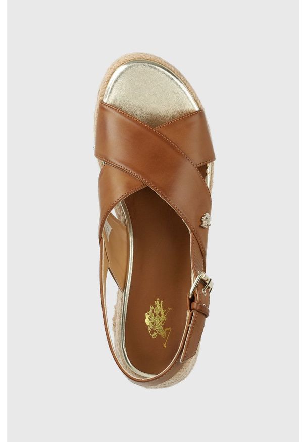 U.S. Polo Assn. sandały damskie kolor brązowy na platformie. Zapięcie: klamry. Kolor: brązowy. Materiał: materiał. Wzór: gładki. Obcas: na platformie