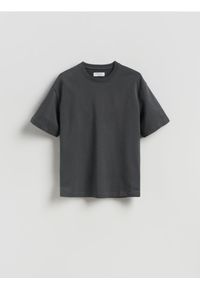 Reserved - Bawełniany t-shirt boxy - ciemnoszary. Kolor: szary. Materiał: bawełna #1