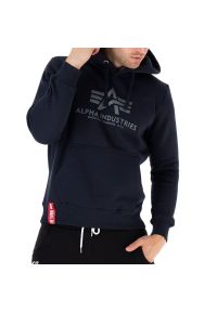 Bluza Alpha Industries Basic Hoody 17831207 - granatowa. Typ kołnierza: kaptur. Kolor: niebieski. Materiał: bawełna, poliester. Wzór: nadruk #1