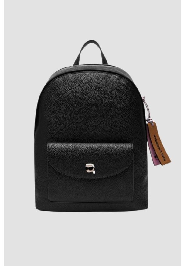 Karl Lagerfeld - KARL LAGERFELD Czarny plecak damski Ikon Pebble. Kolor: czarny. Materiał: skóra ekologiczna. Styl: casual, elegancki