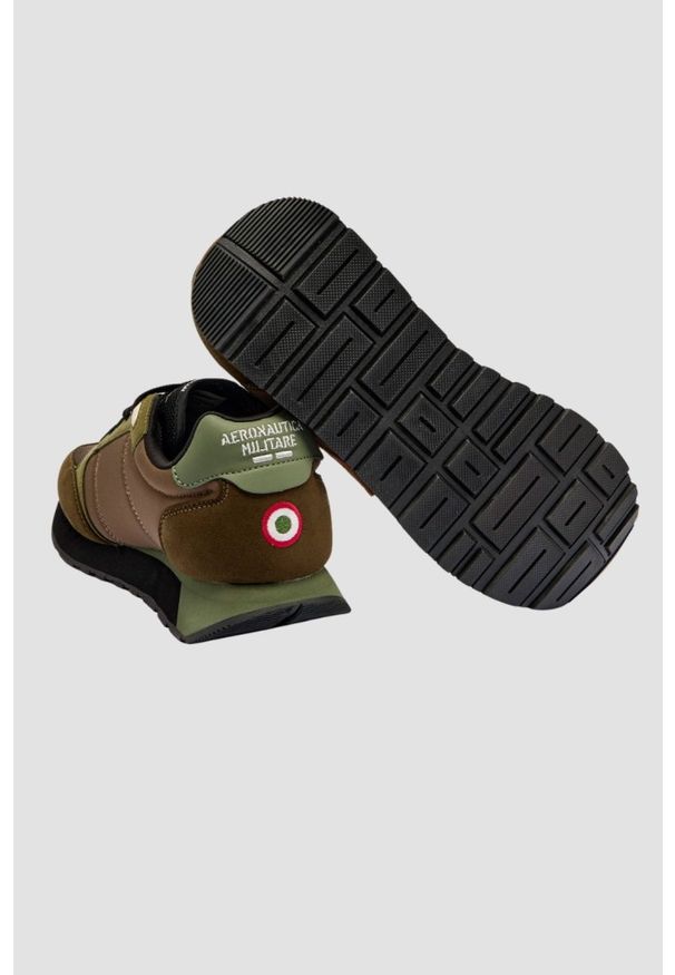 Aeronautica Militare - AERONAUTICA MILITARE Zielono-brązowe sneakersy męskie, Rozmiar 42. Okazja: na co dzień. Kolor: czarny. Materiał: materiał