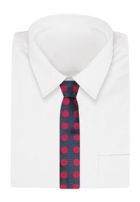 Alties - Krawat - ALTIES - Granat z Czerwonymi Grochami. Kolor: wielokolorowy, czerwony, niebieski. Materiał: tkanina. Wzór: grochy. Styl: elegancki, wizytowy #2