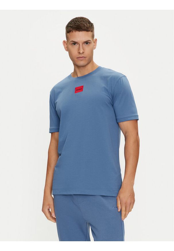 Hugo T-Shirt Diragolino212 50447978 Niebieski Regular Fit. Kolor: niebieski. Materiał: bawełna
