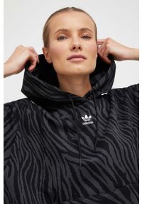 adidas Originals bluza damska kolor czarny z kapturem wzorzysta. Typ kołnierza: kaptur. Kolor: czarny. Materiał: materiał #3