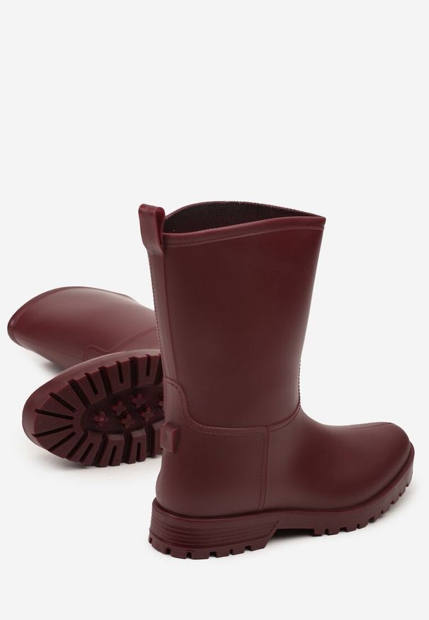 Born2be - Bordowe Klasyczne Kalosze Ahlitte. Okazja: na co dzień. Kolor: czerwony. Materiał: dresówka. Styl: klasyczny