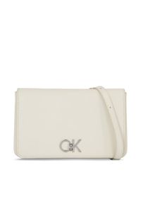 Calvin Klein Torebka Re-Lock Double Gusett Xbody K60K611531 Biały. Kolor: biały. Materiał: skórzane