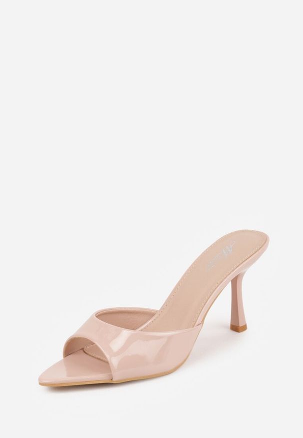 Renee - Beżowe Klapki Peep Toe na Szpilce ze Szpiczastym Noskiem Arinatia. Okazja: na co dzień, na imprezę. Nosek buta: otwarty. Kolor: beżowy. Sezon: lato. Obcas: na szpilce. Styl: casual, elegancki. Wysokość obcasa: średni