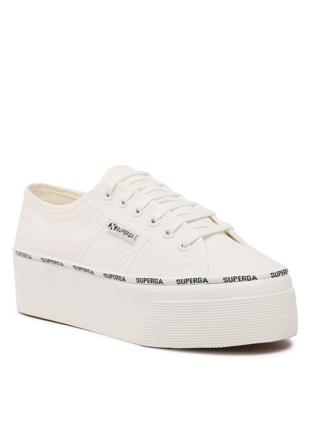 Tenisówki Superga 2790 Logo Piping S3125LW White Avorio/Black Logo. Kolor: biały. Materiał: materiał