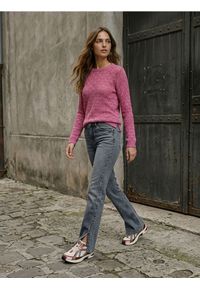 Sinsay - Jeansy straight mid waist - szary. Kolor: szary #1