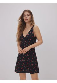 Reserved - Sukienka mini z wiskozą - wielobarwny. Materiał: wiskoza. Długość: mini #1