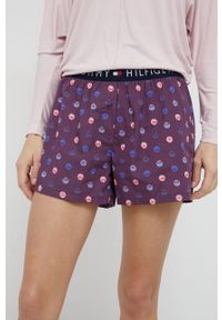 TOMMY HILFIGER - Tommy Hilfiger Szorty piżamowe damskie kolor fioletowy. Kolor: fioletowy. Materiał: bawełna, tkanina