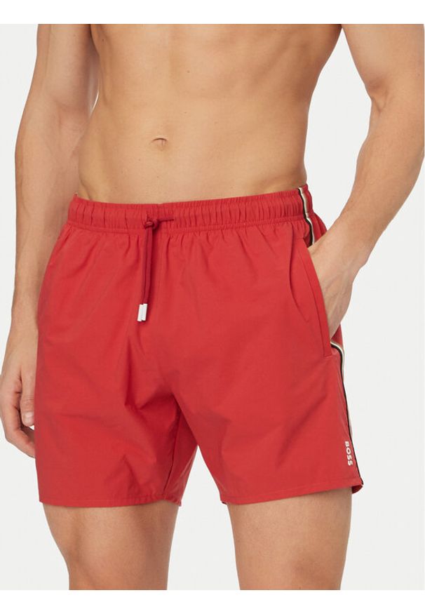 BOSS Szorty kąpielowe Iconic 50491594 Czerwony ciemny Regular Fit. Kolor: czerwony