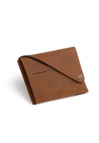 BRODRENE - Skórzany stylowy portfel męski Brødrene W02 j.brąz. Kolor: brązowy. Materiał: skóra. Wzór: aplikacja #1