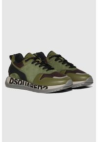 DSQUARED2 Zielone sneakersy z logo na podeszwie. Kolor: zielony. Sport: bieganie