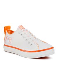 BIG STAR SHOES - Tenisówki Big Star Shoes GG274084 White/Orange. Kolor: biały. Materiał: skóra