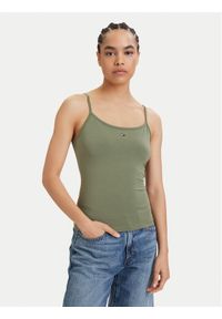 Tommy Jeans Top Essential DW0DW20675 Zielony Slim Fit. Kolor: zielony. Materiał: bawełna #1