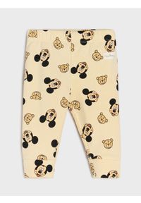 Sinsay - Legginsy frotte Mickey Mouse - kremowy. Kolor: kremowy. Wzór: motyw z bajki
