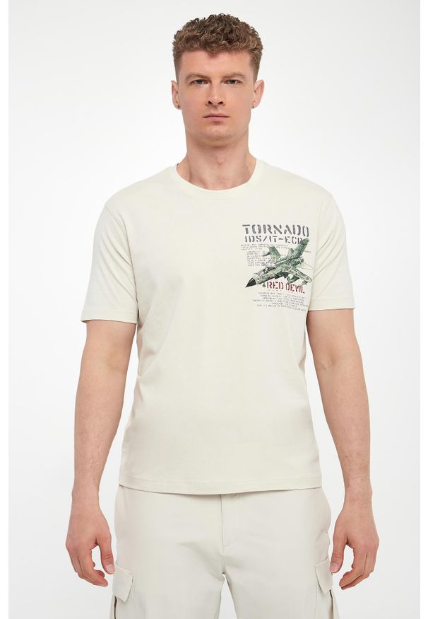 Aeronautica Militare - T-shirt męski z nadrukiem AERONAUTICA MILITARE. Wzór: nadruk