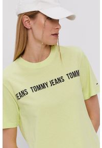 Tommy Jeans T-shirt kolor zielony. Okazja: na co dzień. Kolor: zielony. Materiał: bawełna. Wzór: nadruk. Styl: casual #5
